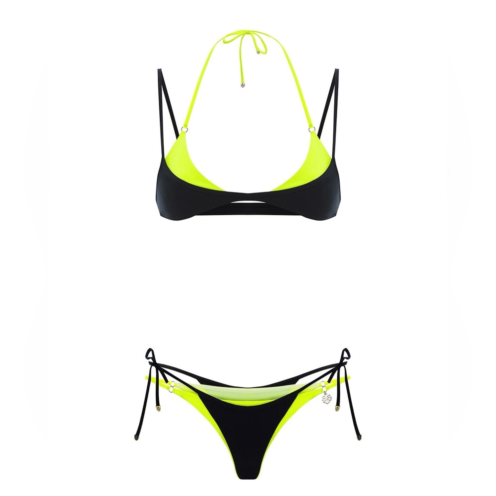 Sporty Black and Yellow Bikini Set